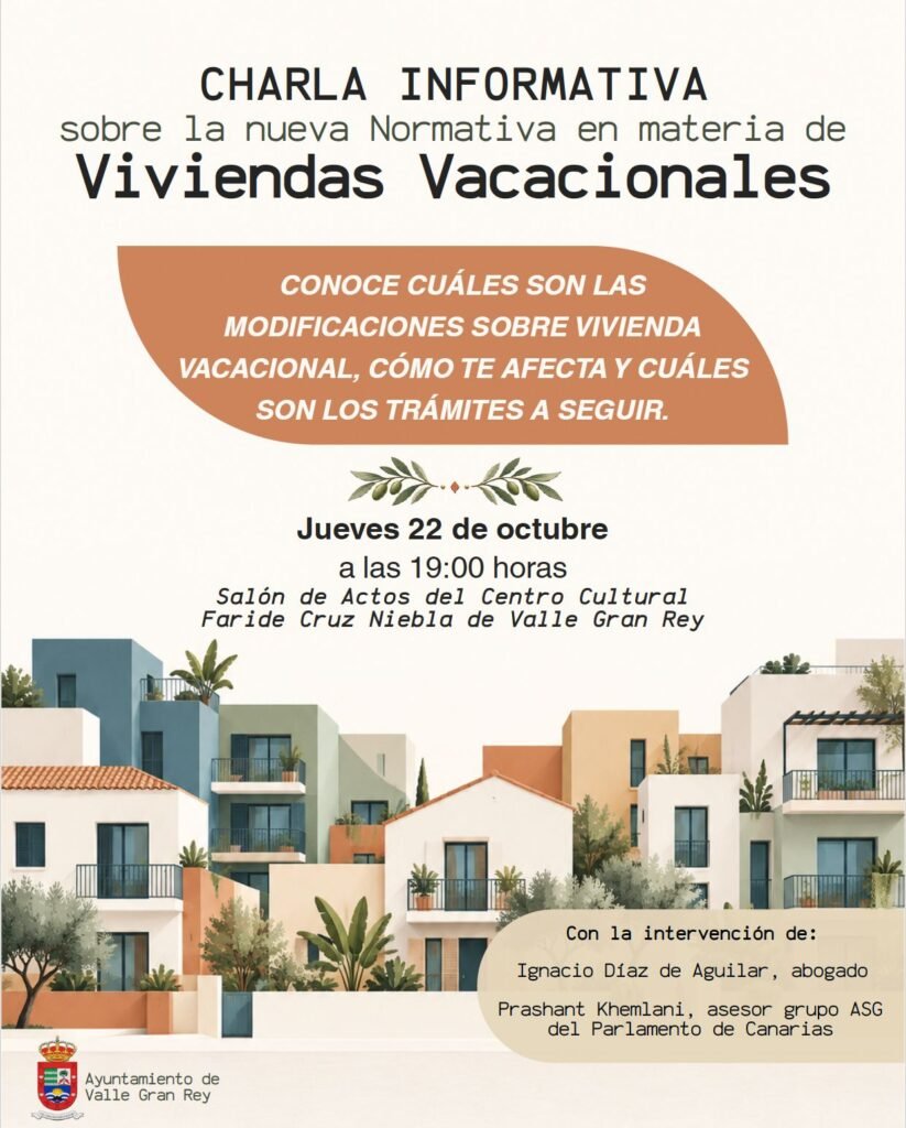 Valle Gran Rey abordará este jueves los cambios en la normativa de viviendas vacacionales en una charla abierta a la ciudadanía