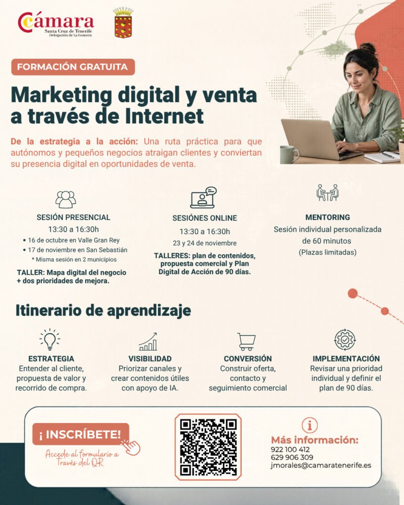 Cabildo y la Cámara de Comercio impulsan la competitividad del comercio de La Gomera con una formación en marketing digital