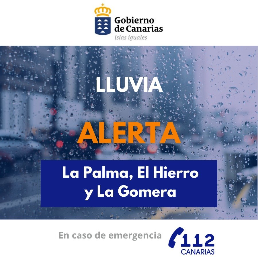 El Gobierno de Canarias  activa la alerta por lluvias en El Hierro, La Gomera y La Palma