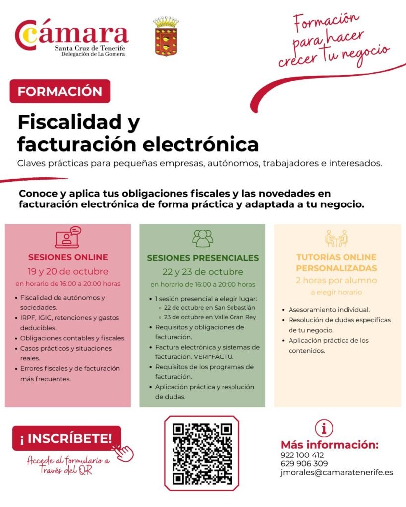 Cabildo y Cámara de Comercio impulsan un curso formativo sobre facturación electrónica y fiscalidad